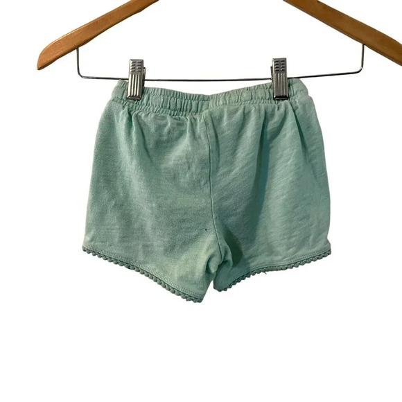 Jumping Beans Light Blue Knit Shorts Size 6 Pom Pom Trim Elastic Waist Loose Fit - Picture 2 of 3